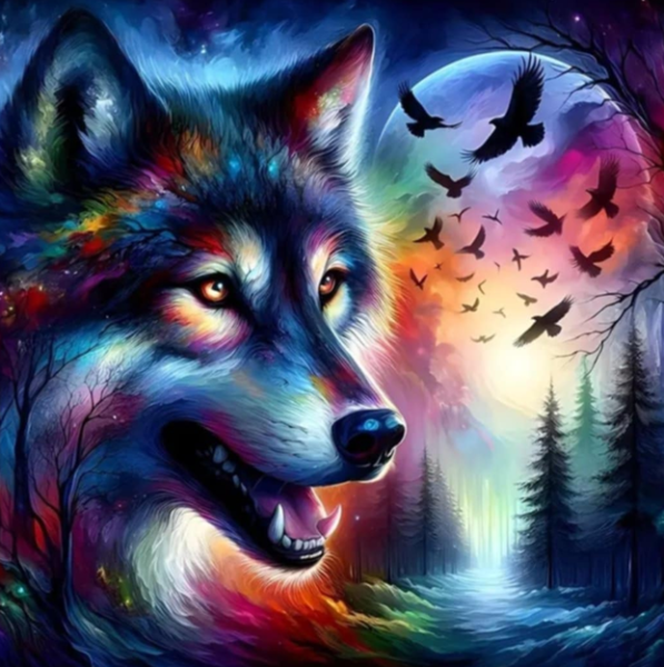 Diamond Painting Wolf im Mondscheinlicht
